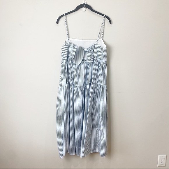 Jcrew Tie Back Tiered Midi Dress Stripes Blue - Picture 4 of 9